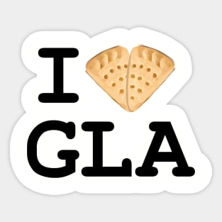I love Glasgow with shortbread design I love GLA Sticker